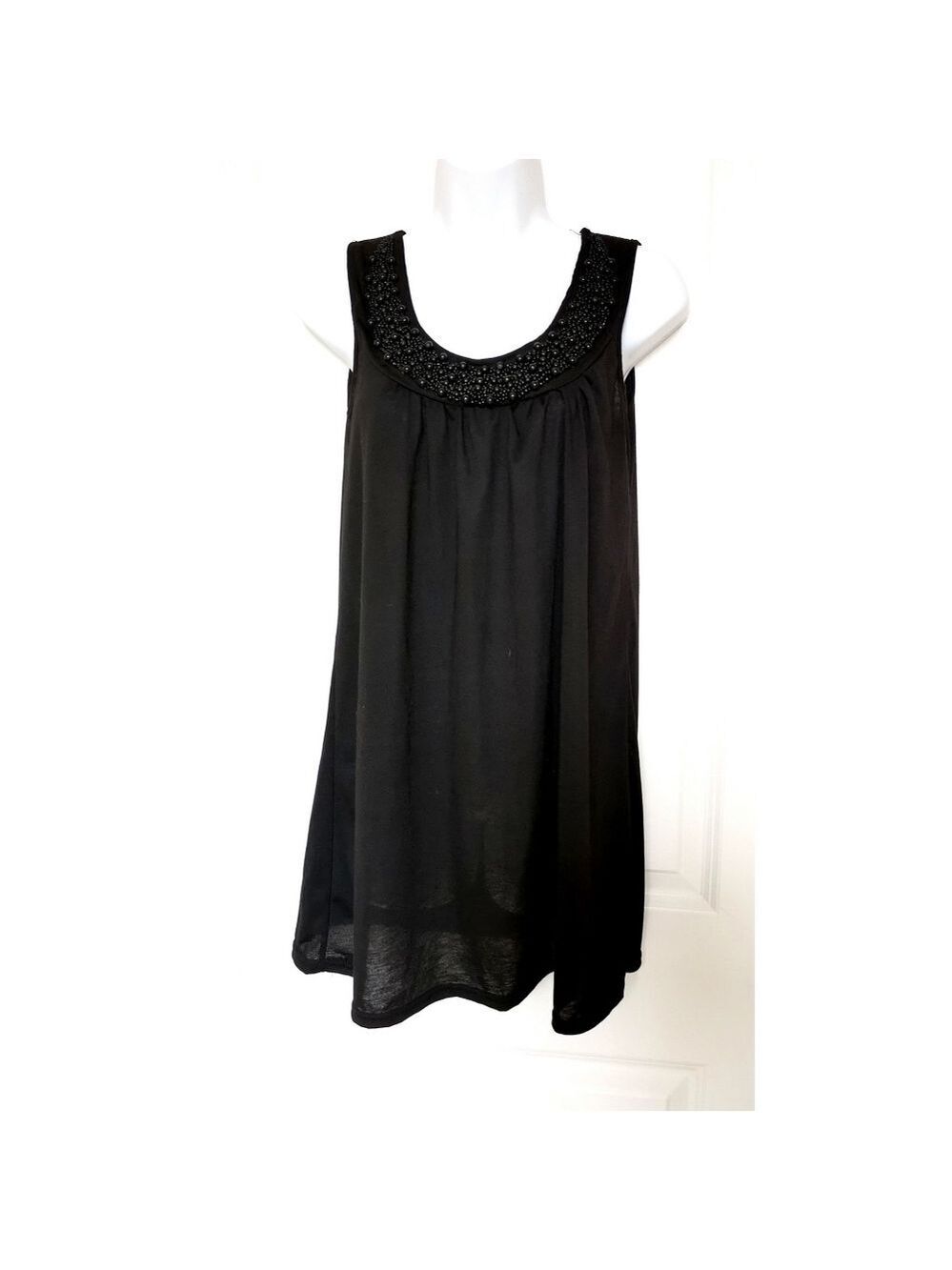 Black Beaded Tunic Tank Top